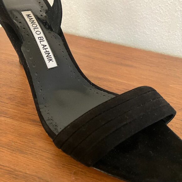 Manolo Blahnik Black, Strappy Heels, Sling Back, Open Toe, EU 39 US 8 - Picture 6 of 7